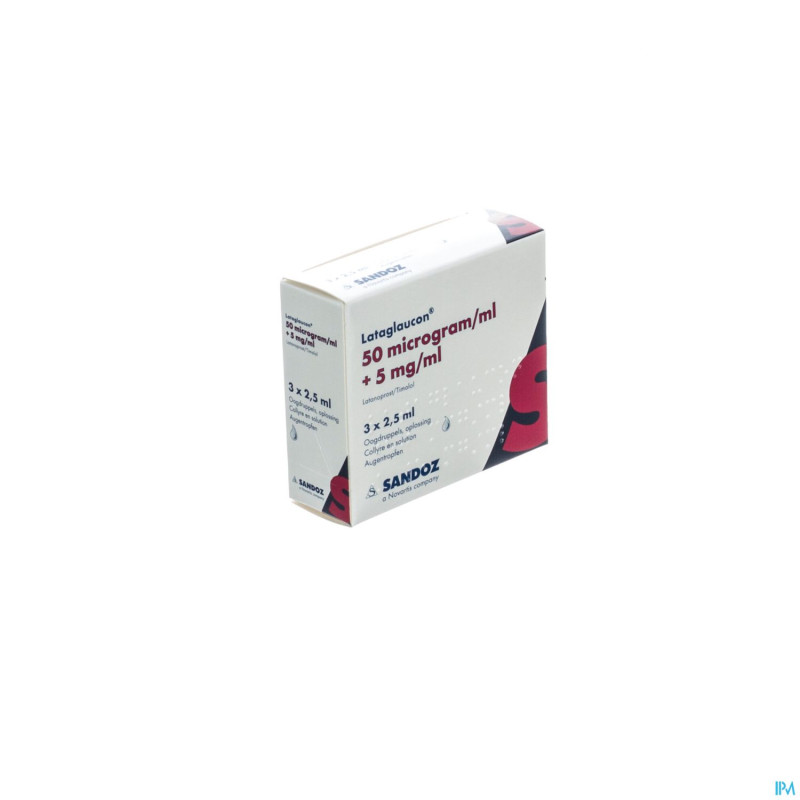 Lataglaucon 50 mcg sandoz collyre sol 3flx2,5ml