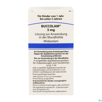 Buccolam  5,0mg sol bucc 4 ser dos prerempl 1,0ml
