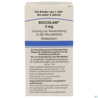 Buccolam  5,0mg sol bucc 4 ser dos prerempl 1,0ml