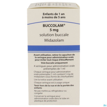 Buccolam  5,0mg sol bucc 4 ser dos prerempl 1,0ml