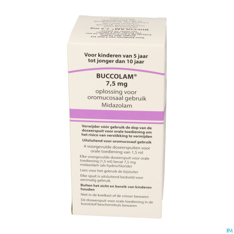 Buccolam  7,5mg sol bucc 4 ser dos prerempl 1,5 ml