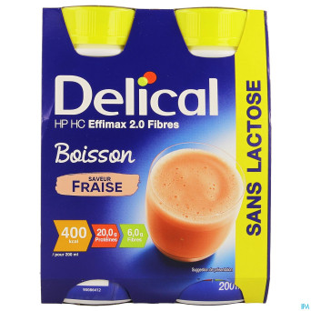 Delical effimax 2.0 fibres fraise    4x200ml