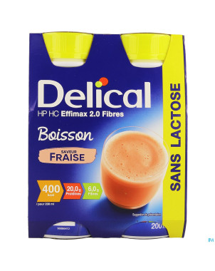 Delical effimax 2.0 fibres fraise    4x200ml