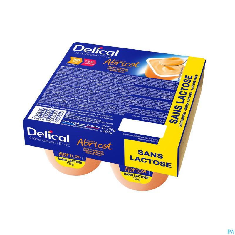 Delical creme dessert hp-hc s/lact.abricot  4x125g