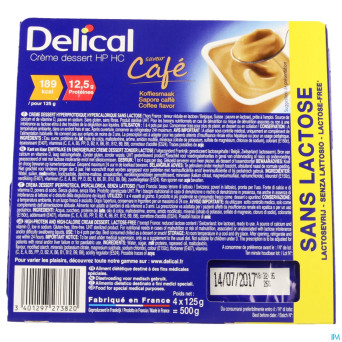 Delical creme dessert hp-hc s/lact.cafe    4x125g