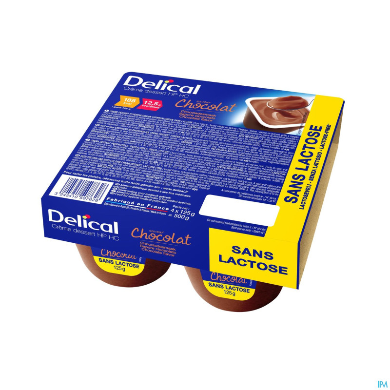 Delical creme dessert hp-hc s/lact.chocolat 4x125g