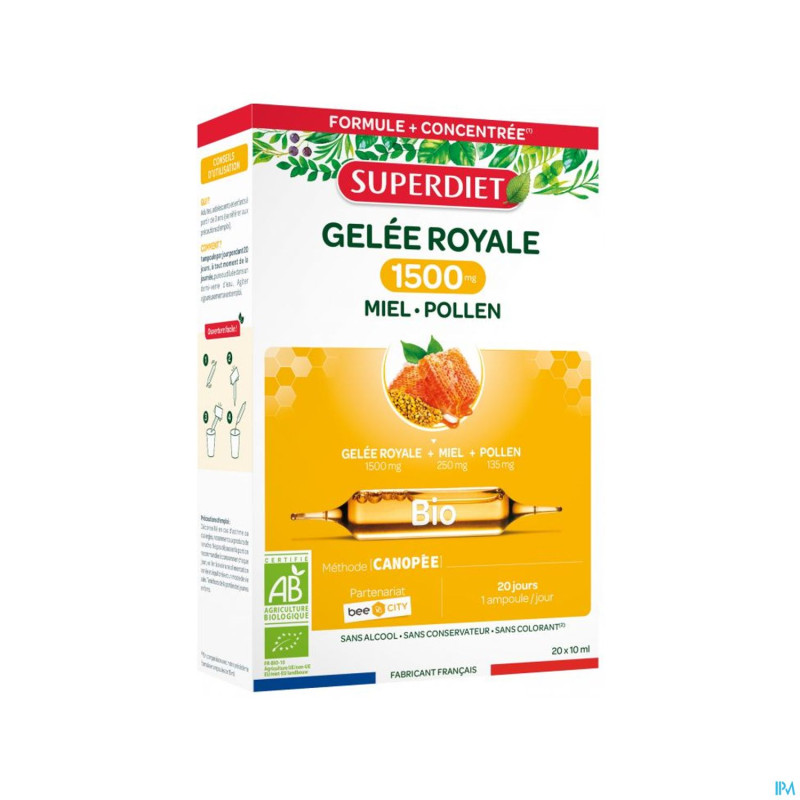Superdiet gelee royale bio    amp 20x15ml
