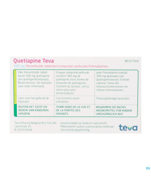 Quetiapine teva 300 mg comp pell 100