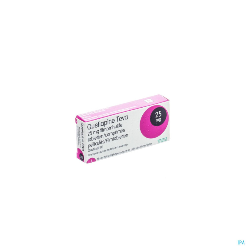 Quetiapine teva  25 mg comp pell   6