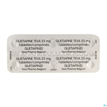 Quetiapine teva  25 mg comp pell   6