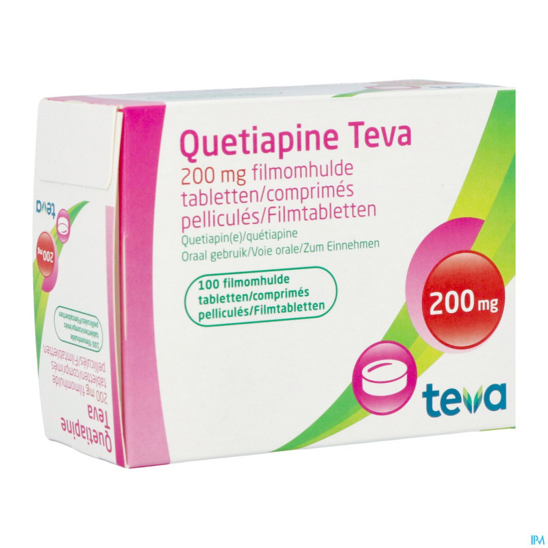 Quetiapine teva 200 mg comp pell 100