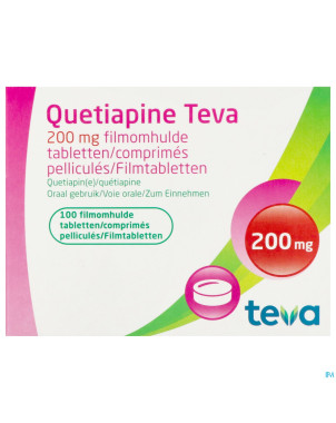 Quetiapine teva 200 mg comp pell 100