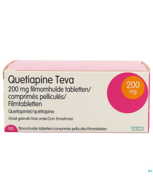 Quetiapine teva 200 mg comp pell 100
