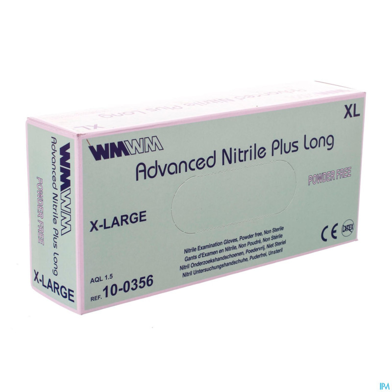 Advanced gant nitril+ long s/pdr xl 100