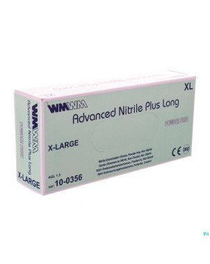 Advanced gant nitril+ long s/pdr xl 100