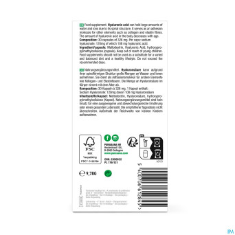 Purasana vegan acide hyaluronique    caps 30x120mg