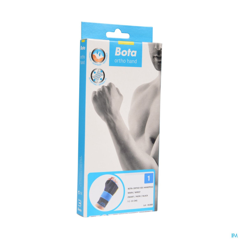 Bota ortho serre poignet main 501 noir  n1