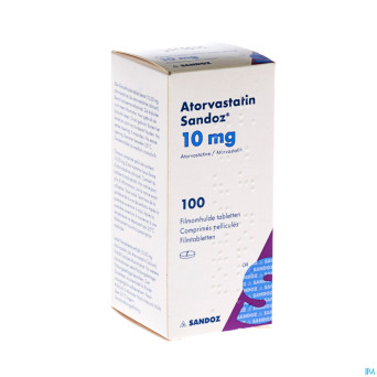 Atorvastatin 10mg sandoz comp pell 100 fl hdpe