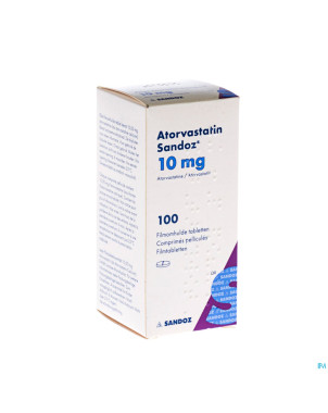 Atorvastatin 10mg sandoz comp pell 100 fl hdpe