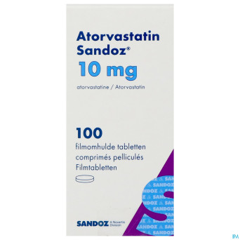 Atorvastatin 10mg sandoz comp pell 100 fl hdpe