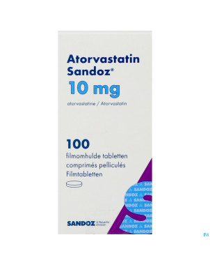 Atorvastatin 10mg sandoz comp pell 100 fl hdpe