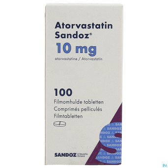 Atorvastatin 10mg sandoz comp pell 100 fl hdpe