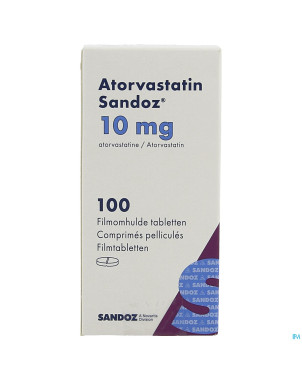 Atorvastatin 10mg sandoz comp pell 100 fl hdpe