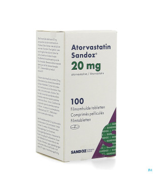Atorvastatin 20mg sandoz comp pell 100 fl hdpe