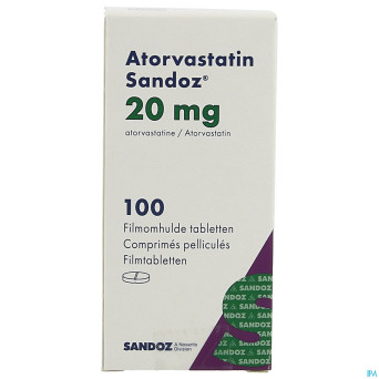 Atorvastatin 20mg sandoz comp pell 100 fl hdpe