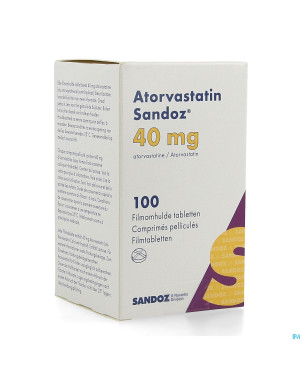 Atorvastatin 40mg sandoz comp pell 100 fl hdpe