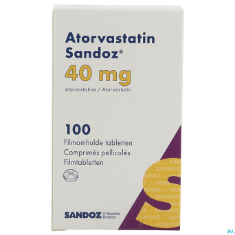 Atorvastatin 40mg sandoz comp pell 100 fl hdpe
