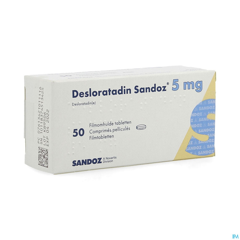 Desloratadine sandoz 5 mg comp pell  50 x  5 mg