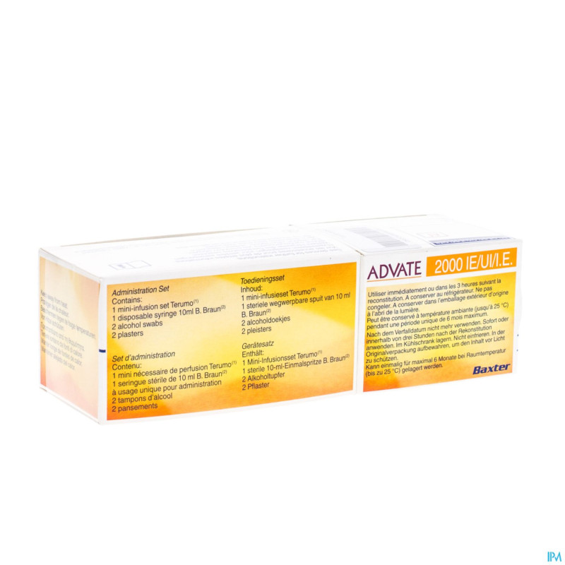 Advate 2000ui pulv+solv sol inj 5 ml(400iu/ml)+kit