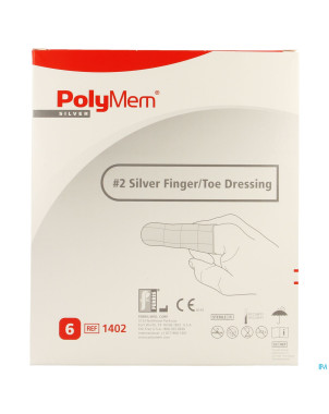 Polymem silver doigt/orteil dressing ring 8-12 6