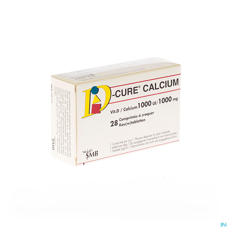 D cure calcium 1000mg/1000ui comp croquer  28