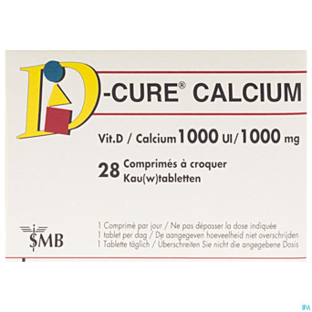 D cure calcium 1000mg/1000ui comp croquer  28