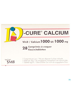 D cure calcium 1000mg/1000ui comp croquer  28