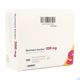 Quetiapin sandoz comp enrobe 180 x 200 mg