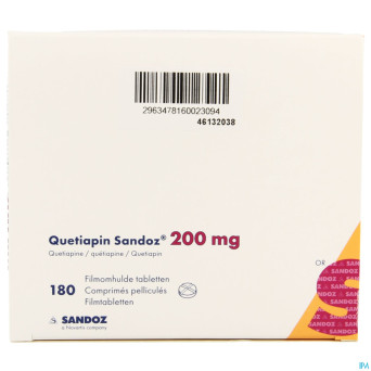 Quetiapin sandoz comp enrobe 180 x 200 mg