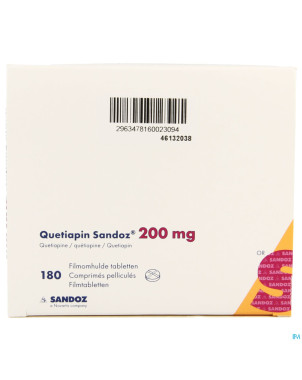 Quetiapin sandoz comp enrobe 180 x 200 mg