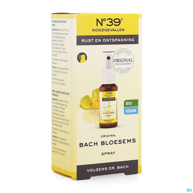Fleurs de bach bio n39 urgence spray 20ml
