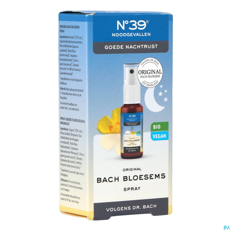 Fleurs de bach bio n39 urgence nuit spray 20ml