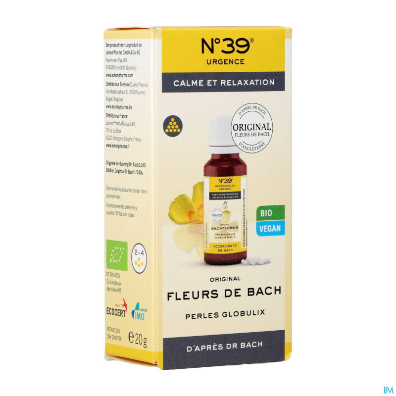Fleurs de bach bio n39 urgence perles 20g