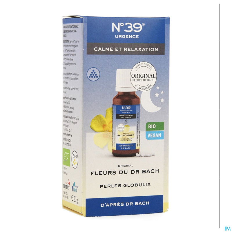 Fleurs de bach bio n39 urgence nuit perles 20g