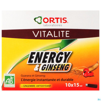 Ortis energy&ginseng bio s/alc. 10x15ml