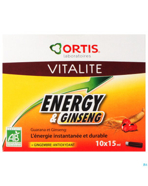 Ortis energy&ginseng bio s/alc. 10x15ml