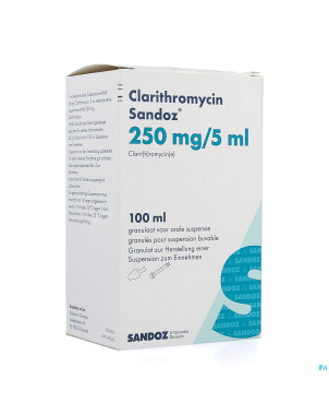 Clarithromycin sandoz gran susp or 100ml 250mg/5ml