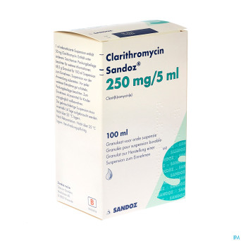Clarithromycin sandoz gran susp or 100ml 250mg/5ml