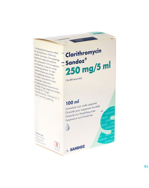 Clarithromycin sandoz gran susp or 100ml 250mg/5ml