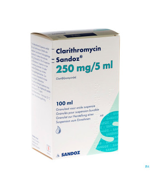 Clarithromycin sandoz gran susp or 100ml 250mg/5ml